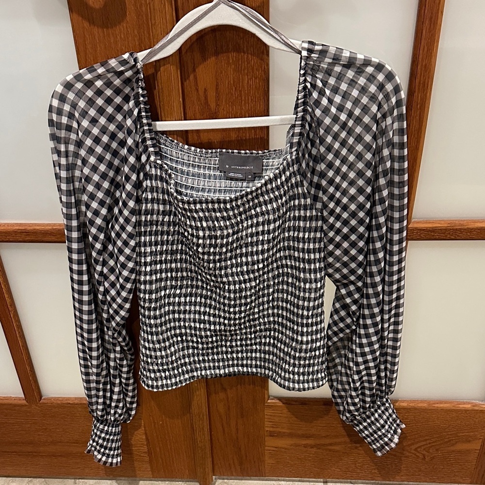 Anthropologie Checkered Black and White Blouse​​